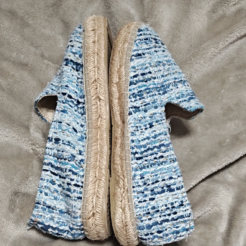 Manebi Tweed Blue Espadrille Women Shoes size 39/8